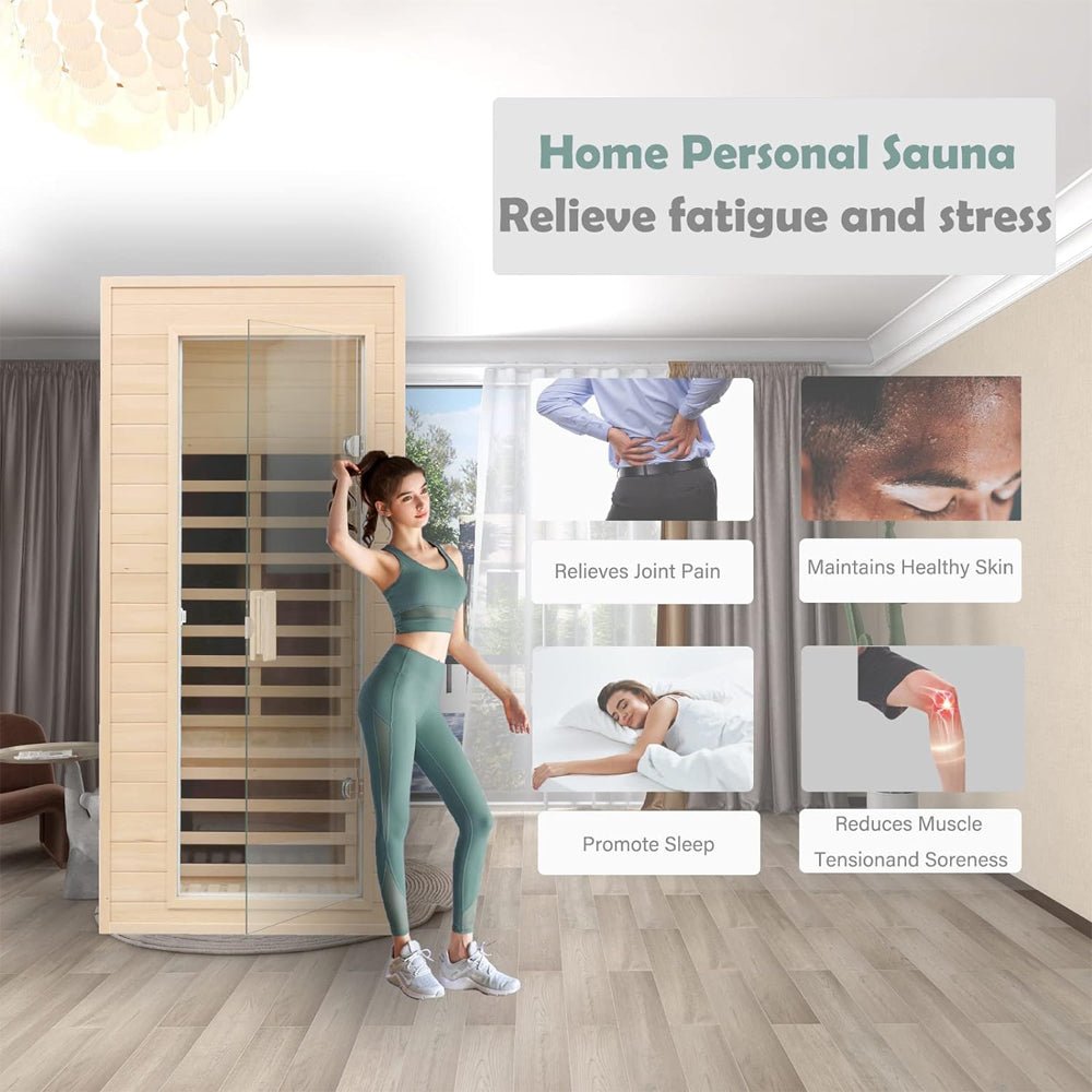 Thermora Elara 1-Person Indoor Hemlock Far Infrared Sauna Room 1200W - SAK27463