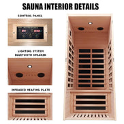 Thermora Elara 1-Person Indoor Hemlock Far Infrared Sauna Room 1200W - SAK27463