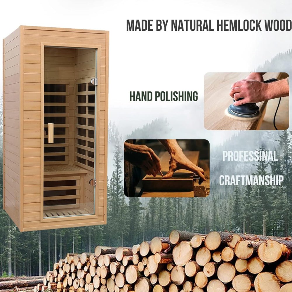 Thermora Elara 1-Person Indoor Hemlock Far Infrared Sauna Room 1200W - SAK27463