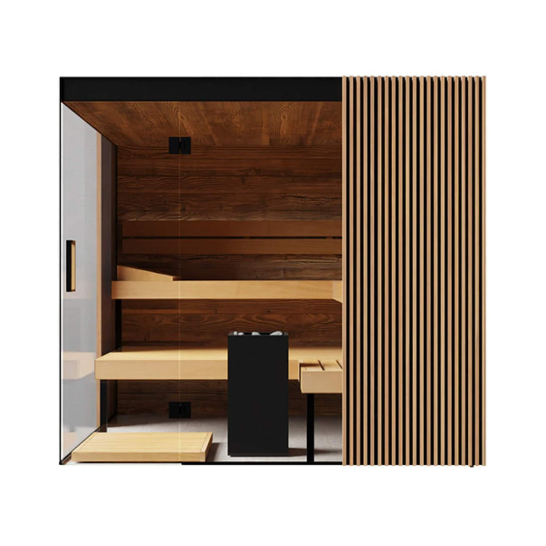 ThermaSol Aalto 4-Person Indoor Semi-Panoramic Glass Sauna Cabin - SAK13285