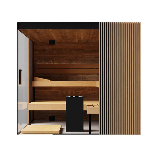ThermaSol Aalto 4-Person Indoor Semi-Panoramic Glass Sauna Cabin - SAK13285
