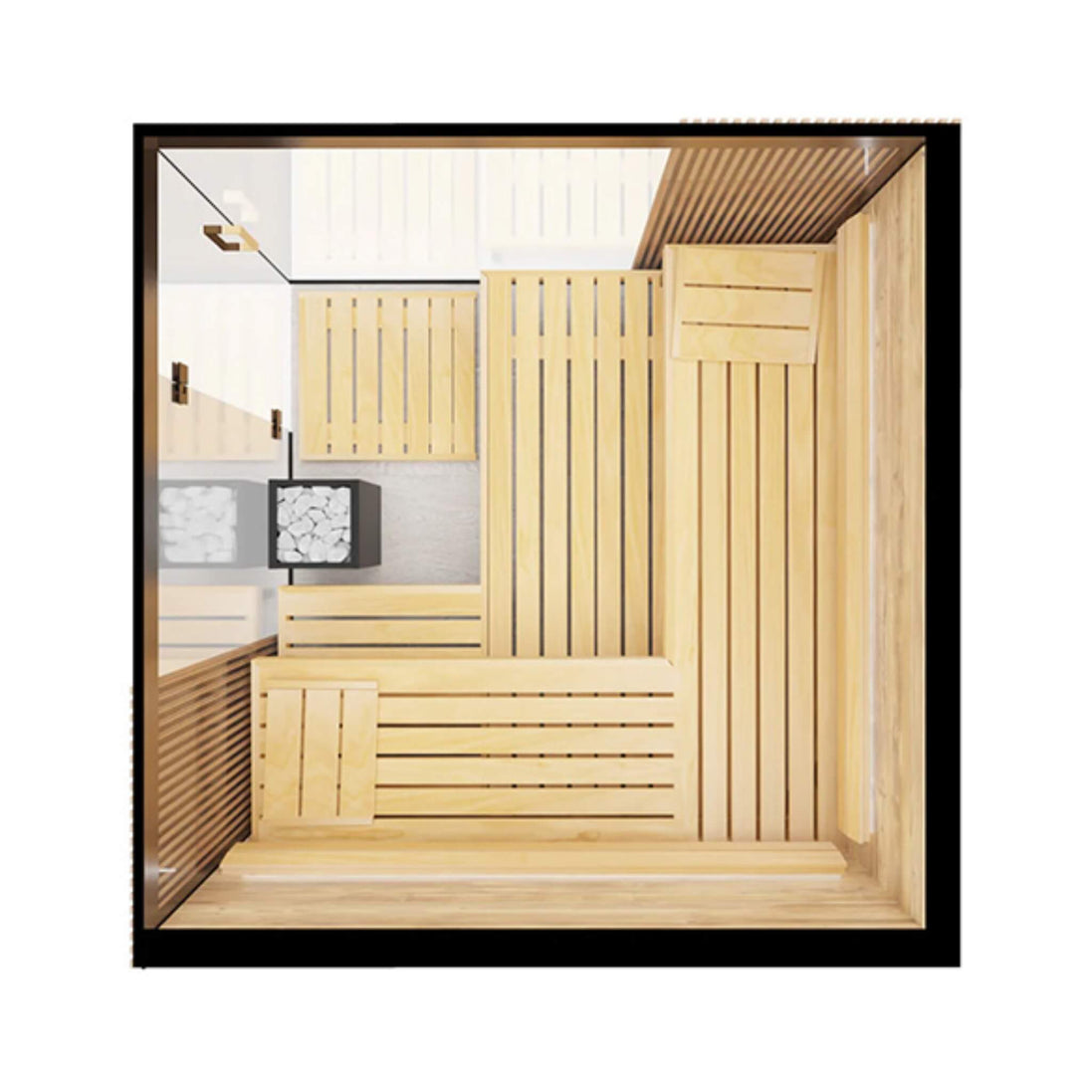 ThermaSol Aalto 4-Person Indoor Semi-Panoramic Glass Sauna Cabin - SAK13285