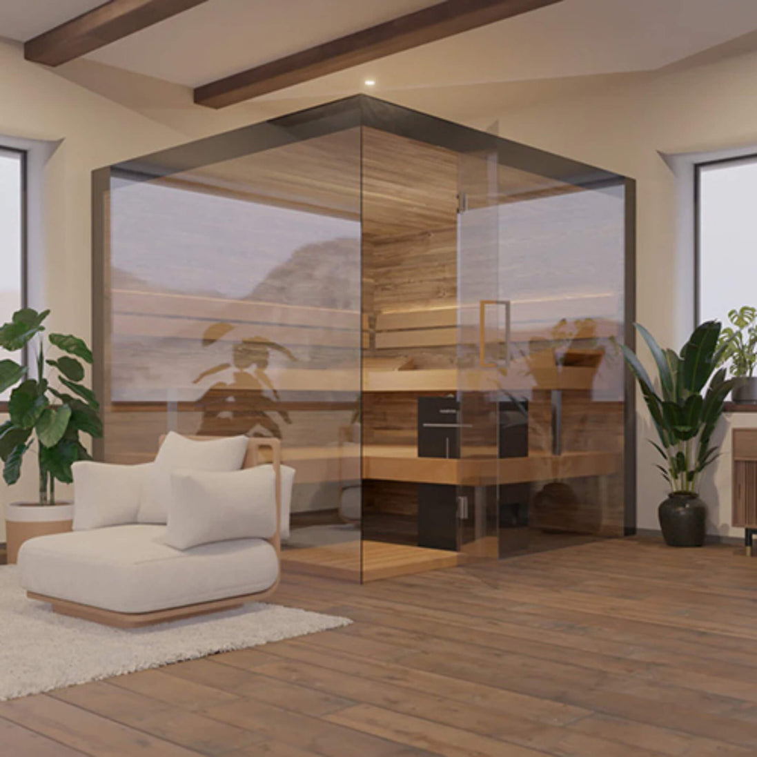 ThermaSol Lumaria 2-5 Person Indoor Glass Sauna Cabin - SAK84962