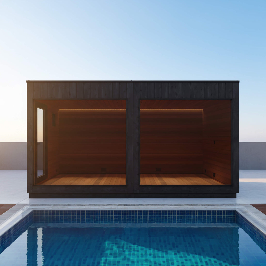 ThermaSol Nordic Misty XL 1-Entrance Outdoor Sauna Lounge Pavilion Module - SAK19046