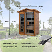 Thermora Ignis 2-Person Ultra-Low EMF Mahogany Outdoor Infrared Sauna - SAK43021