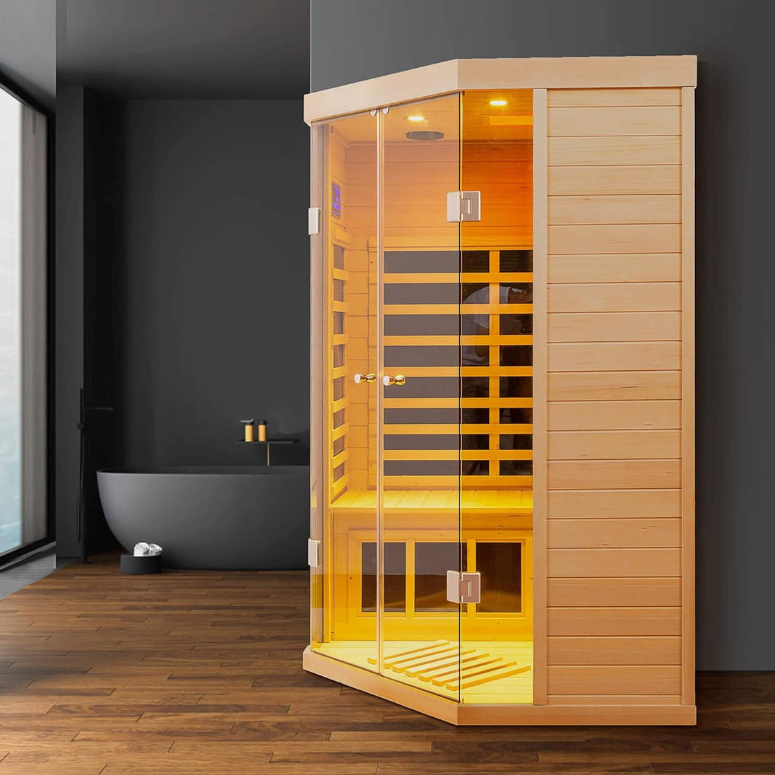 Thermora Laurent 2-Person Corner Far Infrared Sauna Room 1600W Bluetooth - SAK81524