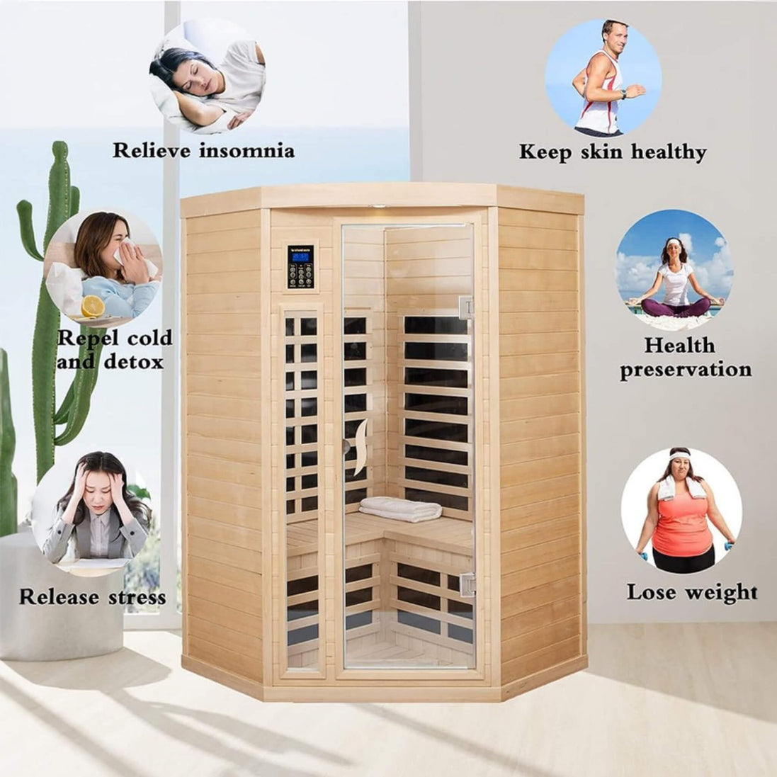 Thermora Laurent 2-Person Corner Far Infrared Sauna Room 1600W Bluetooth - SAK81524