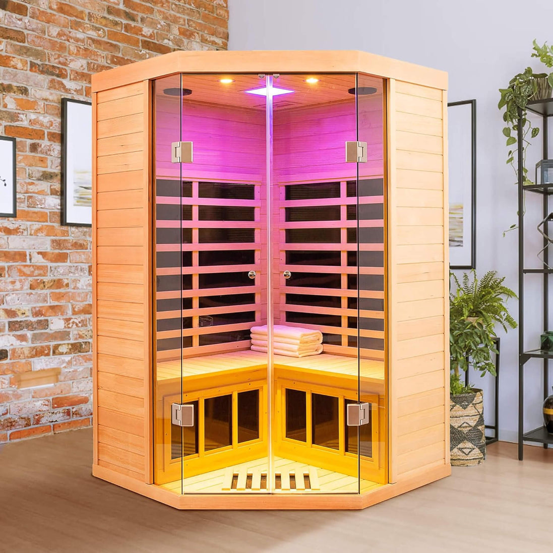 Thermora Laurent 2-Person Corner Far Infrared Sauna Room 1600W Bluetooth - SAK81524