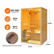 Thermora Alpine 2-Person 3kW Hemlock Wood Sauna Room with LED Wall Light - SAK28471Thermora Alpine 2-Person 3kW Hemlock Wood Sauna Room with LED Wall Light - SAK28471