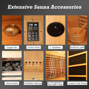 Rövia Luma 2-Person Indoor Hybrid Sauna Room with Infrared and 3.5kW Heater - SAK83750