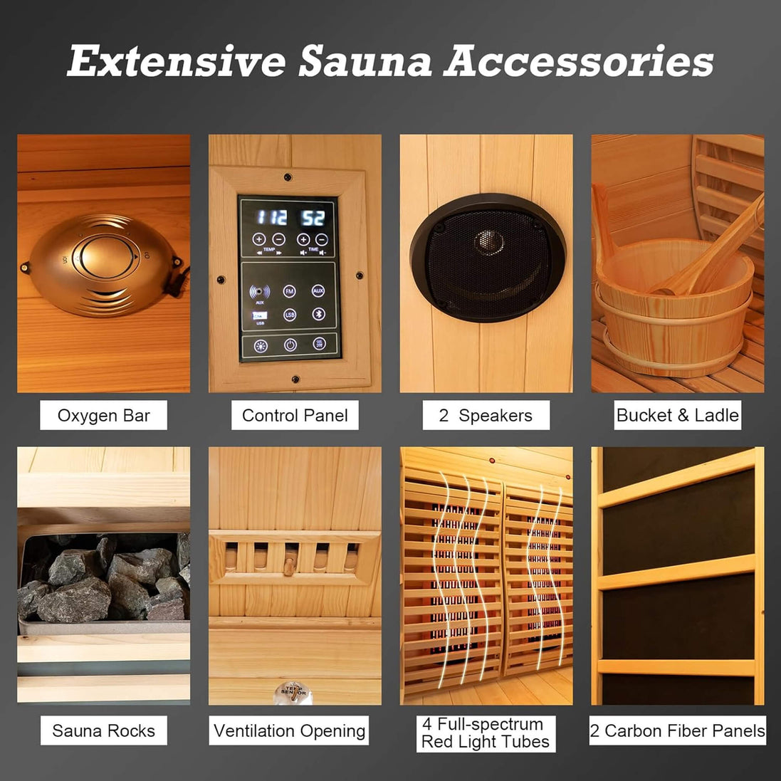 Rövia Luma 2-Person Indoor Hybrid Sauna Room with Infrared and 3.5kW Heater - SAK83750