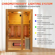 Rövia Luma 2-Person Indoor Hybrid Sauna Room with Infrared and 3.5kW Heater - SAK83750