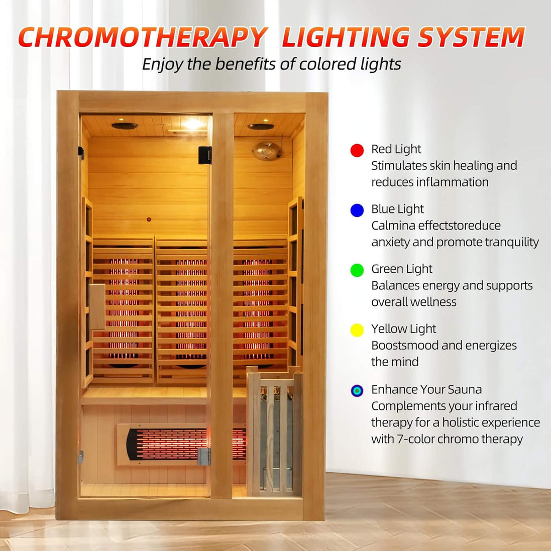 Rövia Luma 2-Person Indoor Hybrid Sauna Room with Infrared and 3.5kW Heater - SAK83750