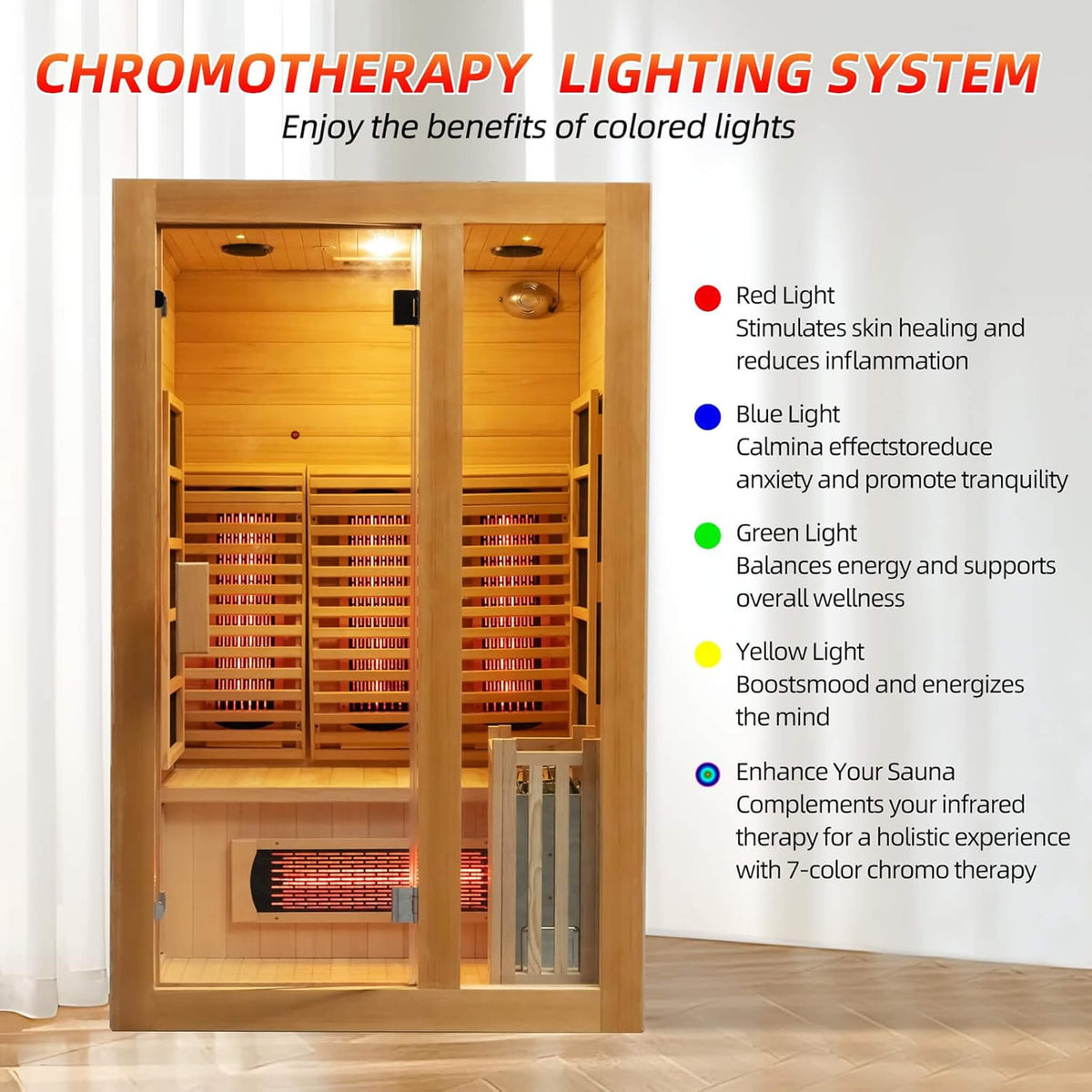 Luma 2-Person Indoor Hybrid Infrared & 3.5KW Steam Sauna Room