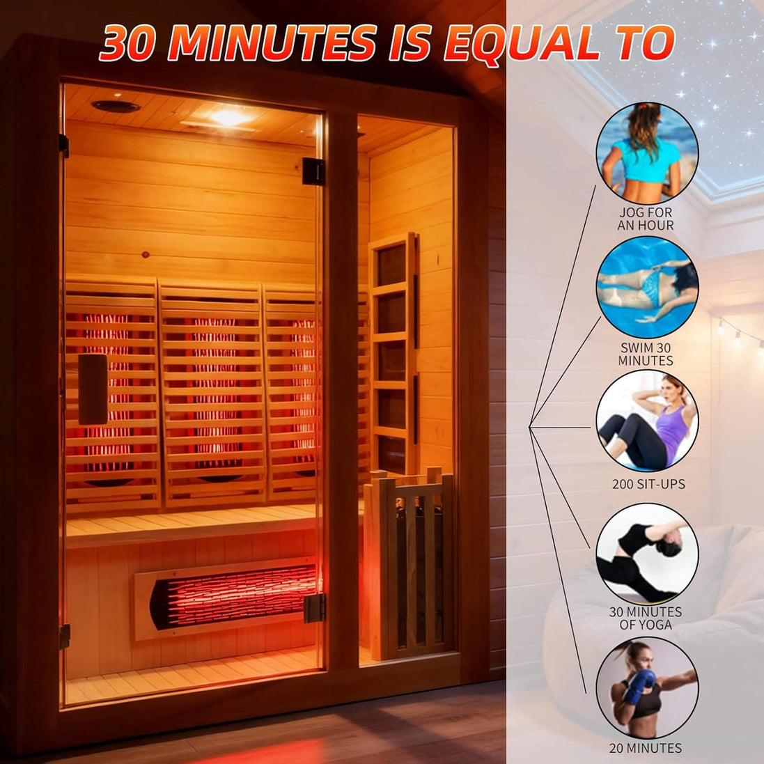 Rövia Luma 2-Person Indoor Hybrid Sauna Room with Infrared and 3.5kW Heater - SAK83750